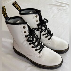 Dr. Martens White Combat Boots with Black Laces size 7